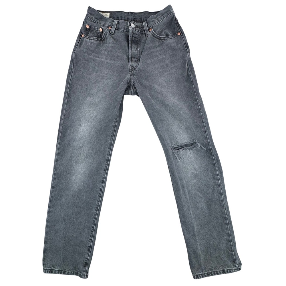 Levis Premium‎ 501 Original Fit Jeans Washed Black Distressed 26x31 A1959-0015